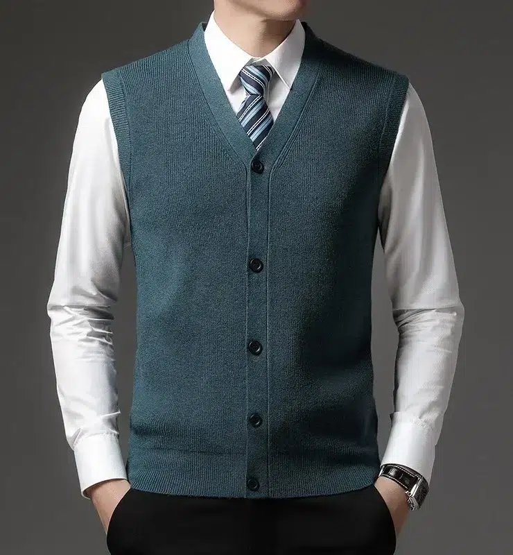 Cardigan gilet en laine sans manches pour homme