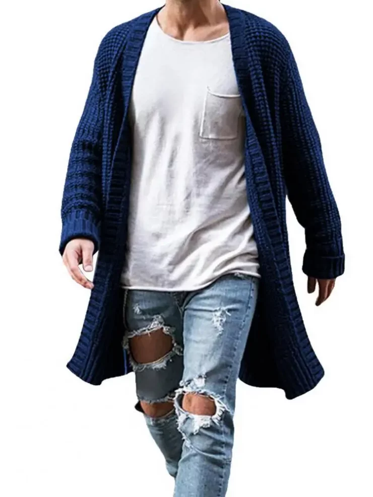 Cardigan long homme maille souple