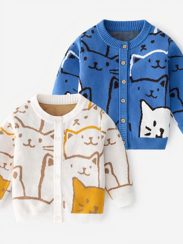 Cardigan motif chat dessiné pour garçon