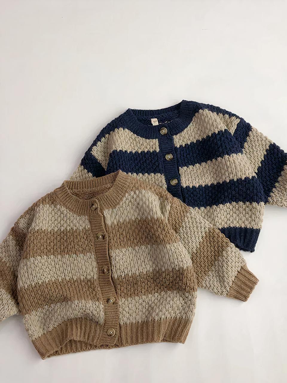 Cardigan tricoté à rayures pour bébé garçon